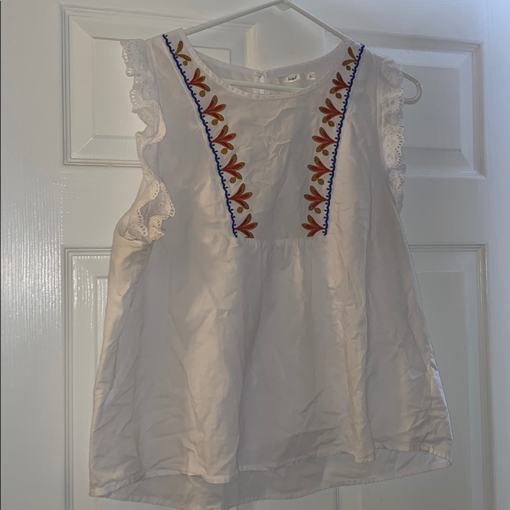 Empire waist embroidered eyelet blouse